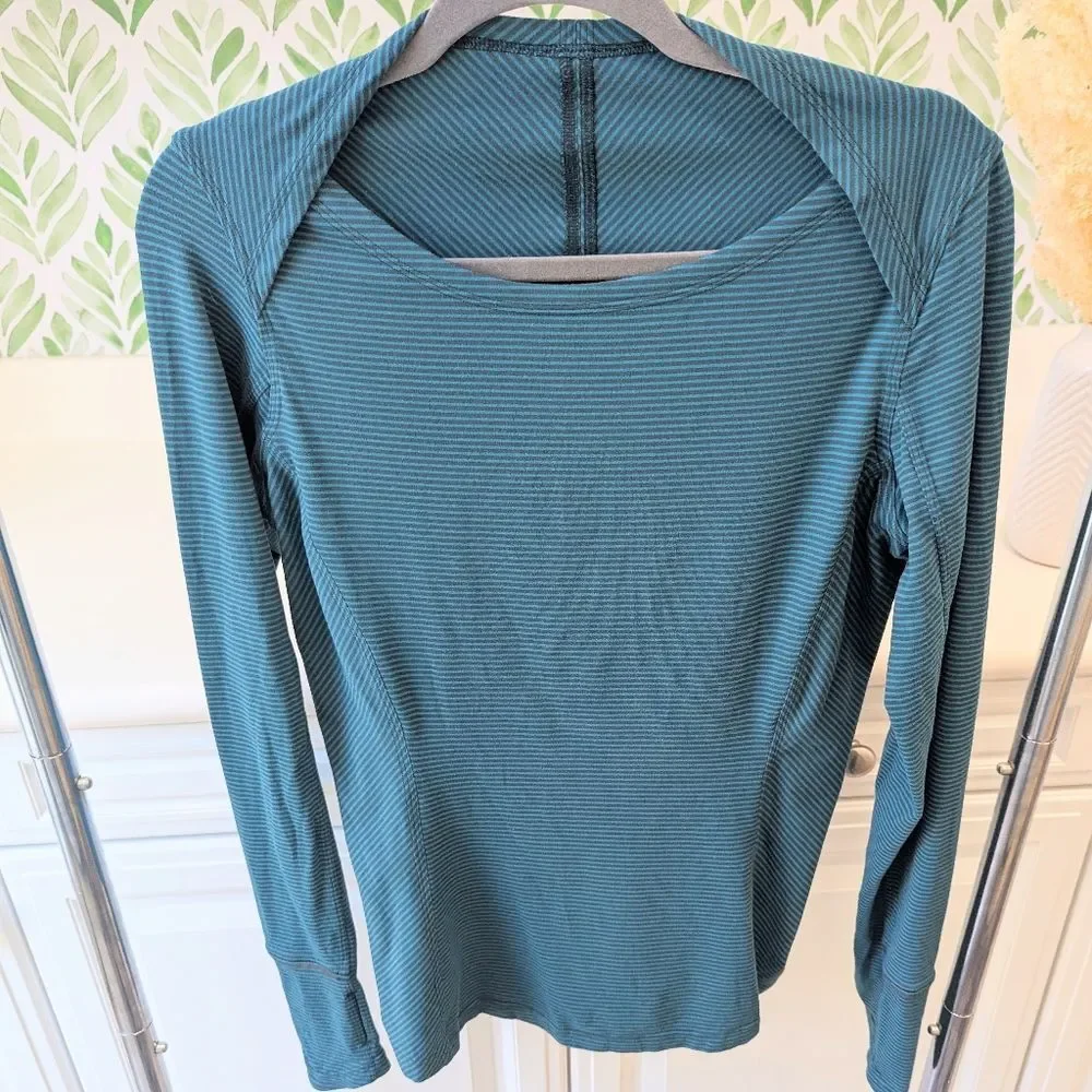 Lululemon Long Sleeve Kanto Catch Me 10 Mini Pop Stripe Dark Fuel Forge Teal